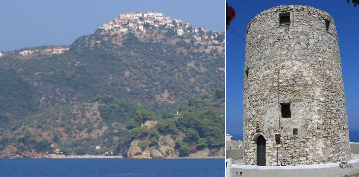 View from the sea and tower on the eastern side of the town