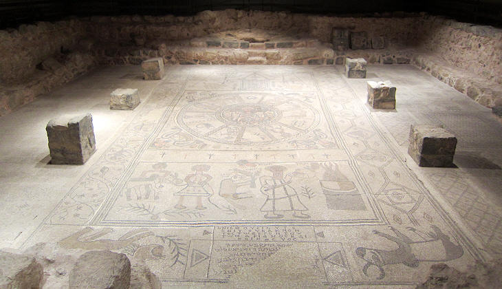 Overall view of the mosaic of the synagogue
