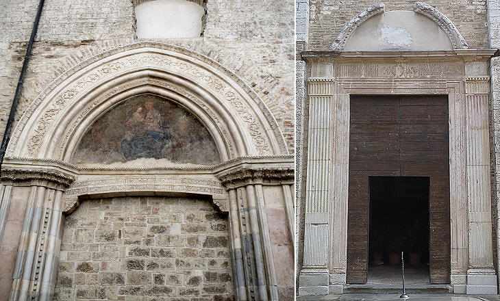 (left) Side portal of the Cathedral; (right) portal of S. Domenico
