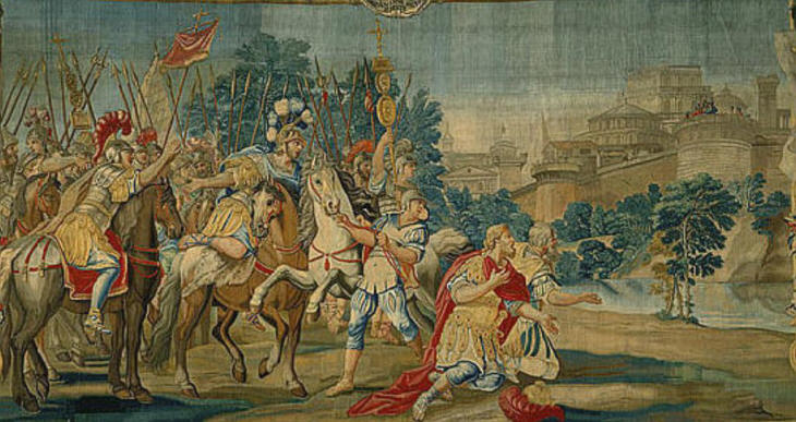 The Crusaders (portrayed as ancient Romans) first see Jerusalem