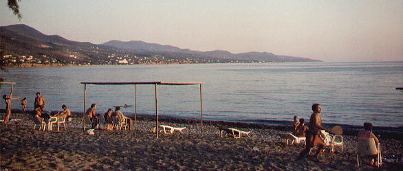 The Mani Peninsula seen from the beach of Calamata