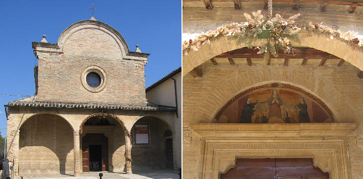 (left) S. Illuminata; (right) detail of the portal