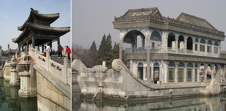 (left) A bridge; (right) marble boat