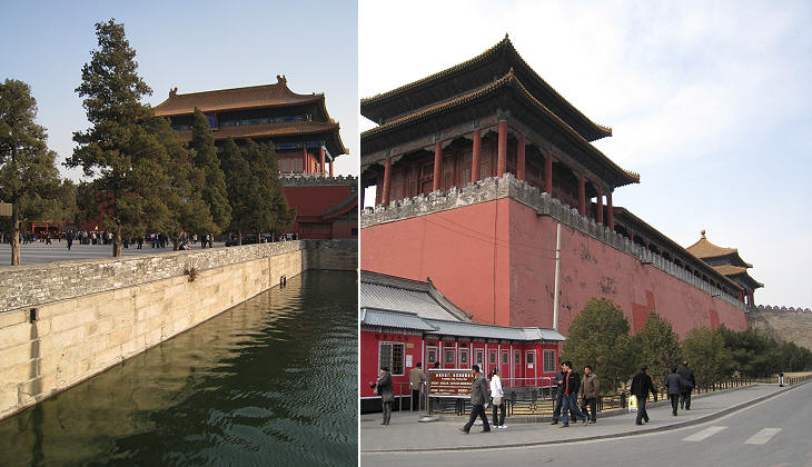 Moat and walls protecting the Forbidden City