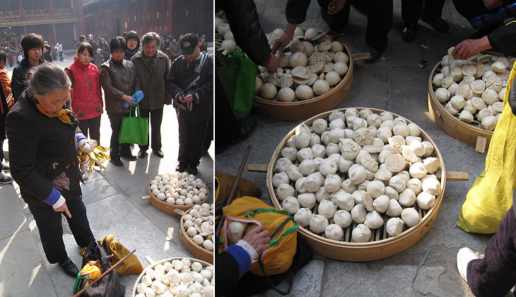 Offerings to the monks: jiaozi