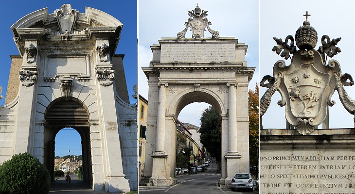 Porta Pia in Ancona (left) and Triumphal Arch in Subiaco (right)