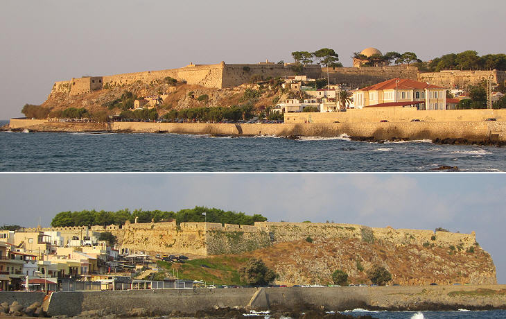 Views of the fortress: (above) western side; (below) eastern side