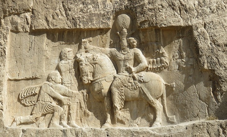 Relief depicting Shapur I with three Roman Emperors