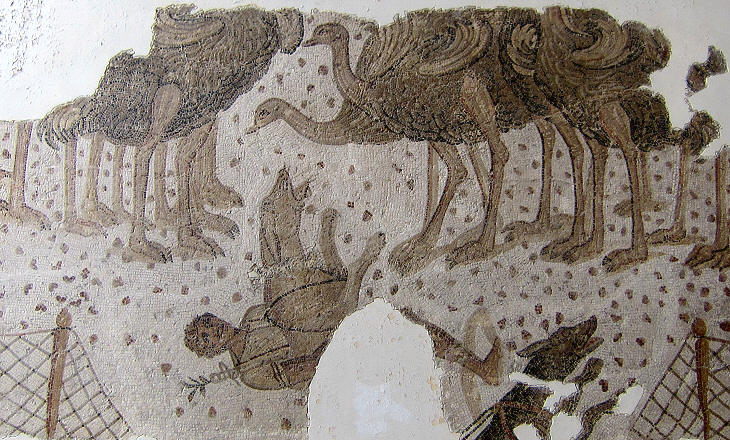 mosaic showing preparations for a venatio
