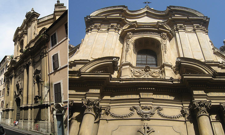 (left) SS. Celso e Giuliano; (right) detail of its façade
