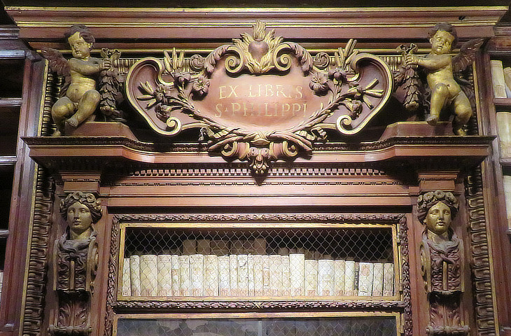 Cupboard with the books written by St. Philip Neri