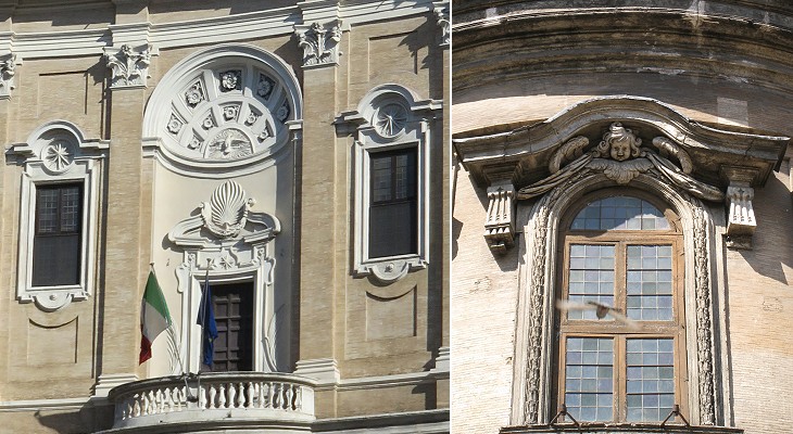 (left) Balcony; (right) central window