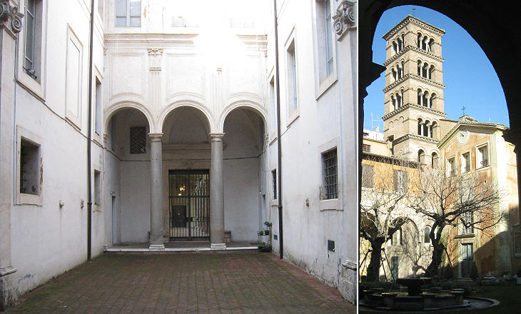 (left) Small portico leading to the courtyard; (right) S. Gregorio Nazanzieno