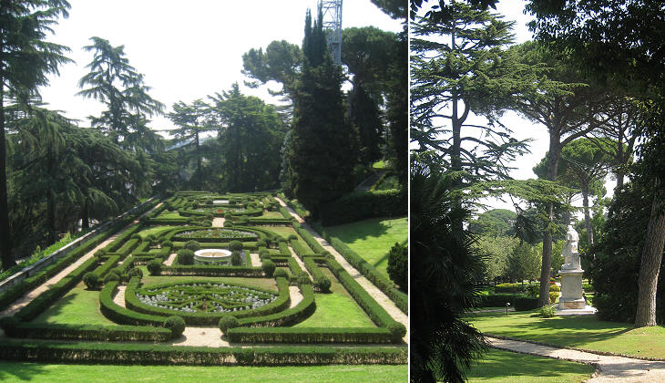 Sections of the gardens arranged in different styles