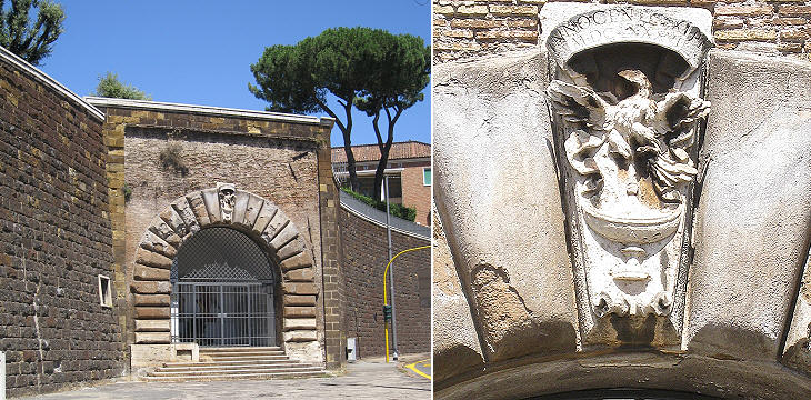 (left) Cappella dell'Arco Oscuro; (right) heraldic symbols of Pope Innocent XI