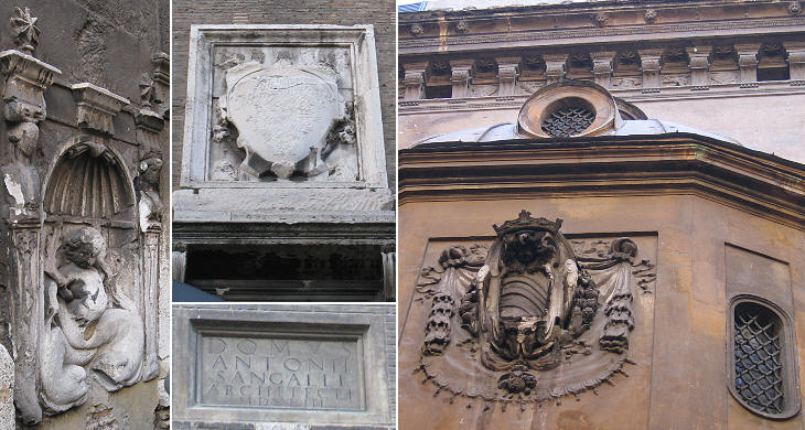 Sacchetti coat of arms on the apse of the chapel