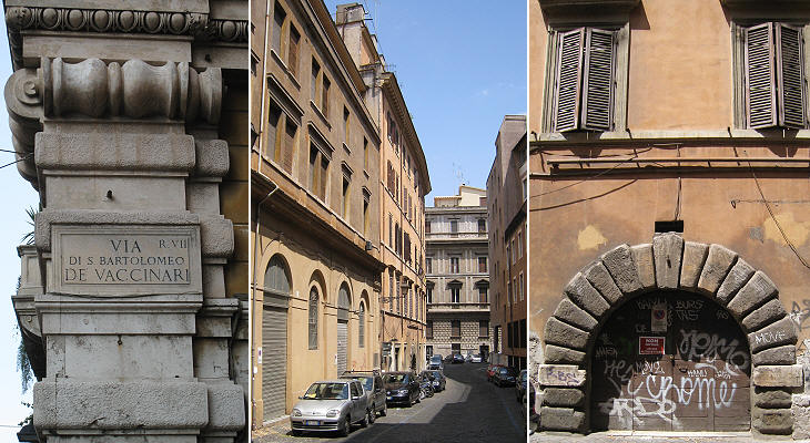Street bearing the name of the lost church of S. Bartolomeo dei Vaccinari